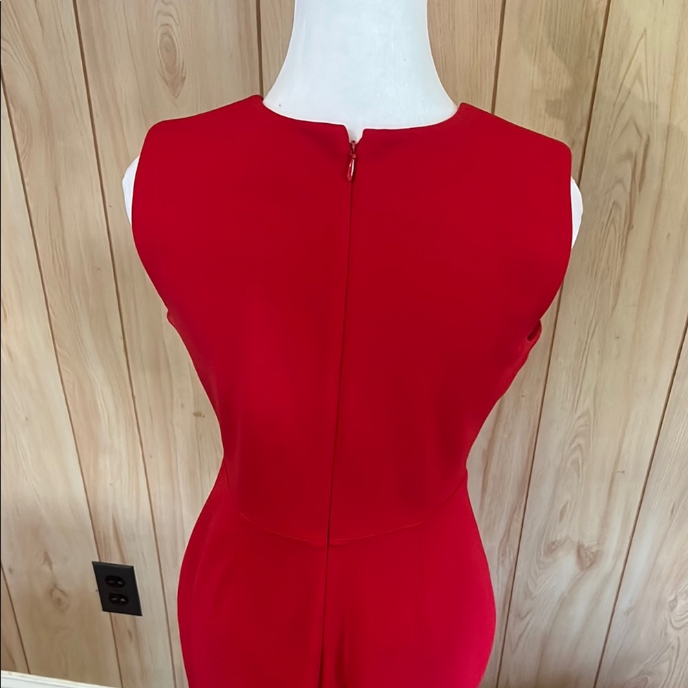 Calvin Klein Red‎ Sleeveless Sheath Dress With Gold Zipper O-Ring - Size 4 - Picture 10 of 13
